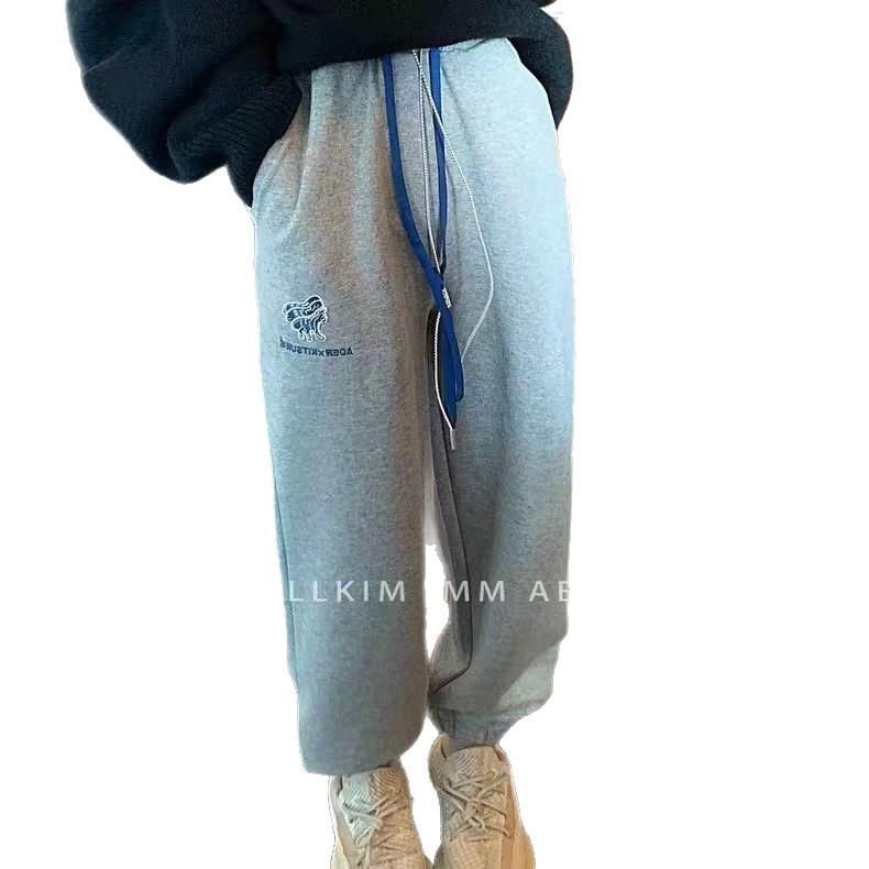 ADER Fox Embroidered Unisex Drawstring Sweatpants - Slimming, Versatile, Casual Long Pants for Spring/Autumn