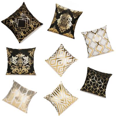Velvet Soft Gold Throw Pillowcovers Foil Home Decorative Throw Cushion Cases 45X45 Cm For Sofa Car Couch Bedroom
