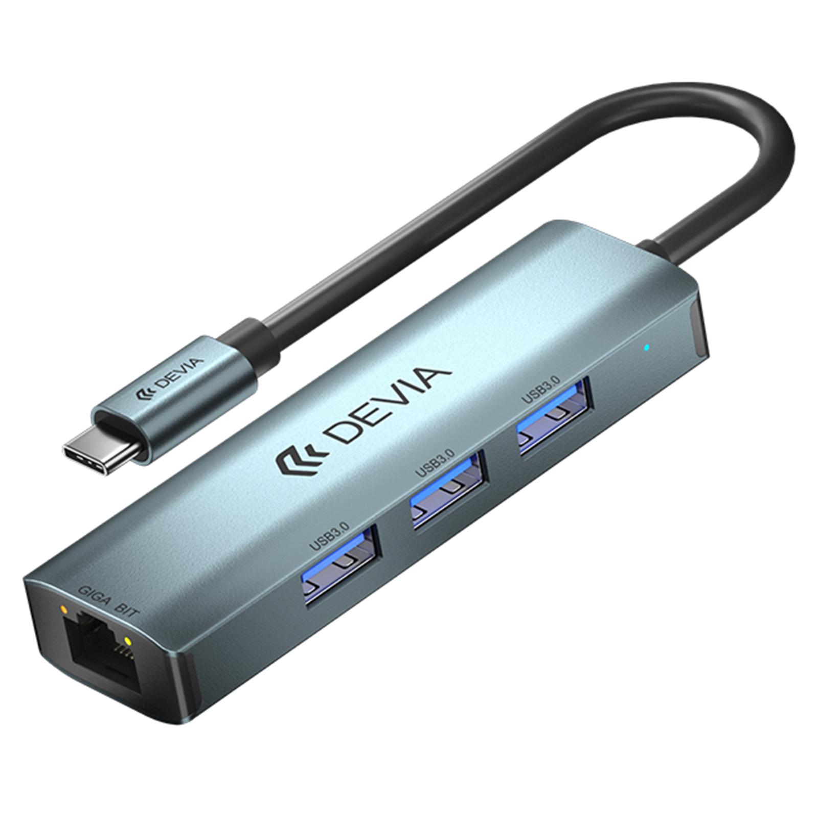 

Док-станція DEVIA EC621 серії Leopard USB-C Type-C на USB3.0*3+RJ45, Міні-хаб USB 3.1 (Оновлено) As Shown A