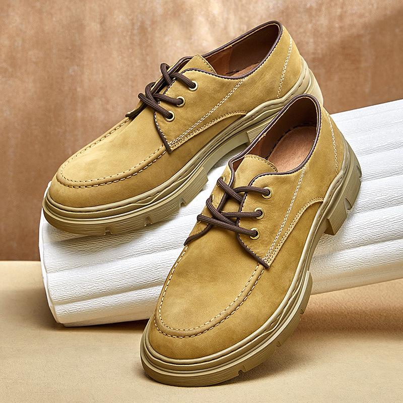 Trend Casual Tooling Shoes Fashion Platform Casual Leather Shoes Sewing Line Handmade Men'S Shoes Tide