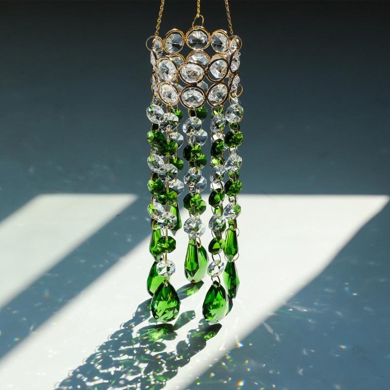Hanging Crystal Pendants Garden Suncatchers Wind Chimes Rainbows Prisms Crystal Chain for Window Drop Bells