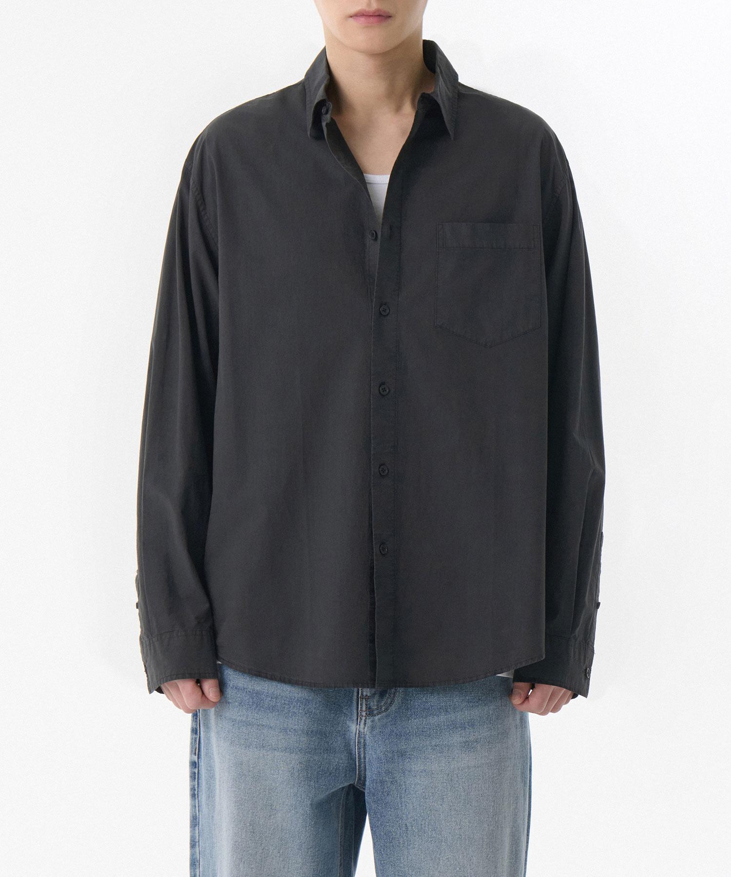 Musinsa Standard Relaxed Cotton Tencel Pigment Shirt [Charcoal Gray] Charcoal Gray/Xl