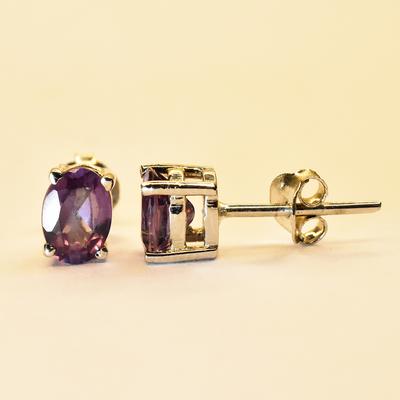 Natürlich farbwechselnde Alexandrit-Ohrringe 7x4 mm 925er Sterlingsilber Edelstein-Schmuck Geschenk