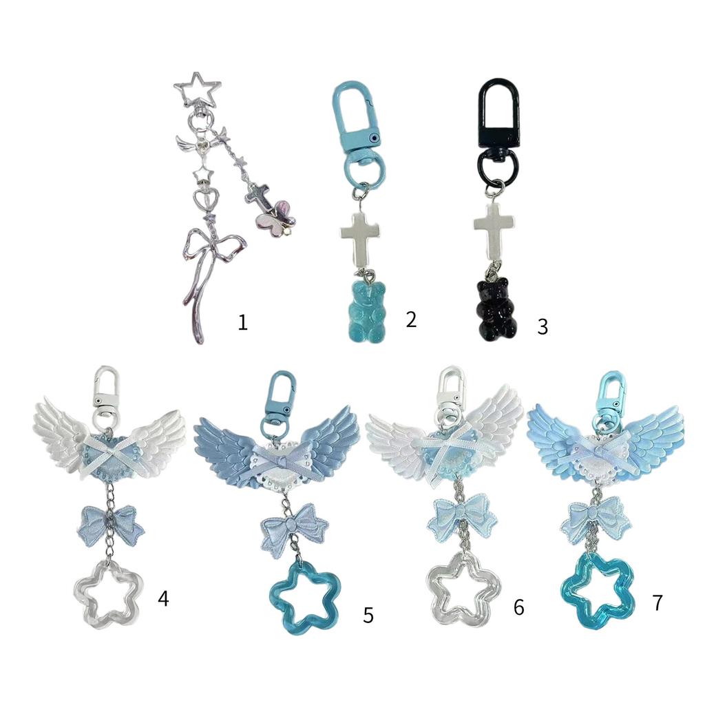 Cute Bowknot Star Bear Keychain Pendant Lovely Hanging Decorations Keyring Charm for Purse Bag Backpack Handbag
