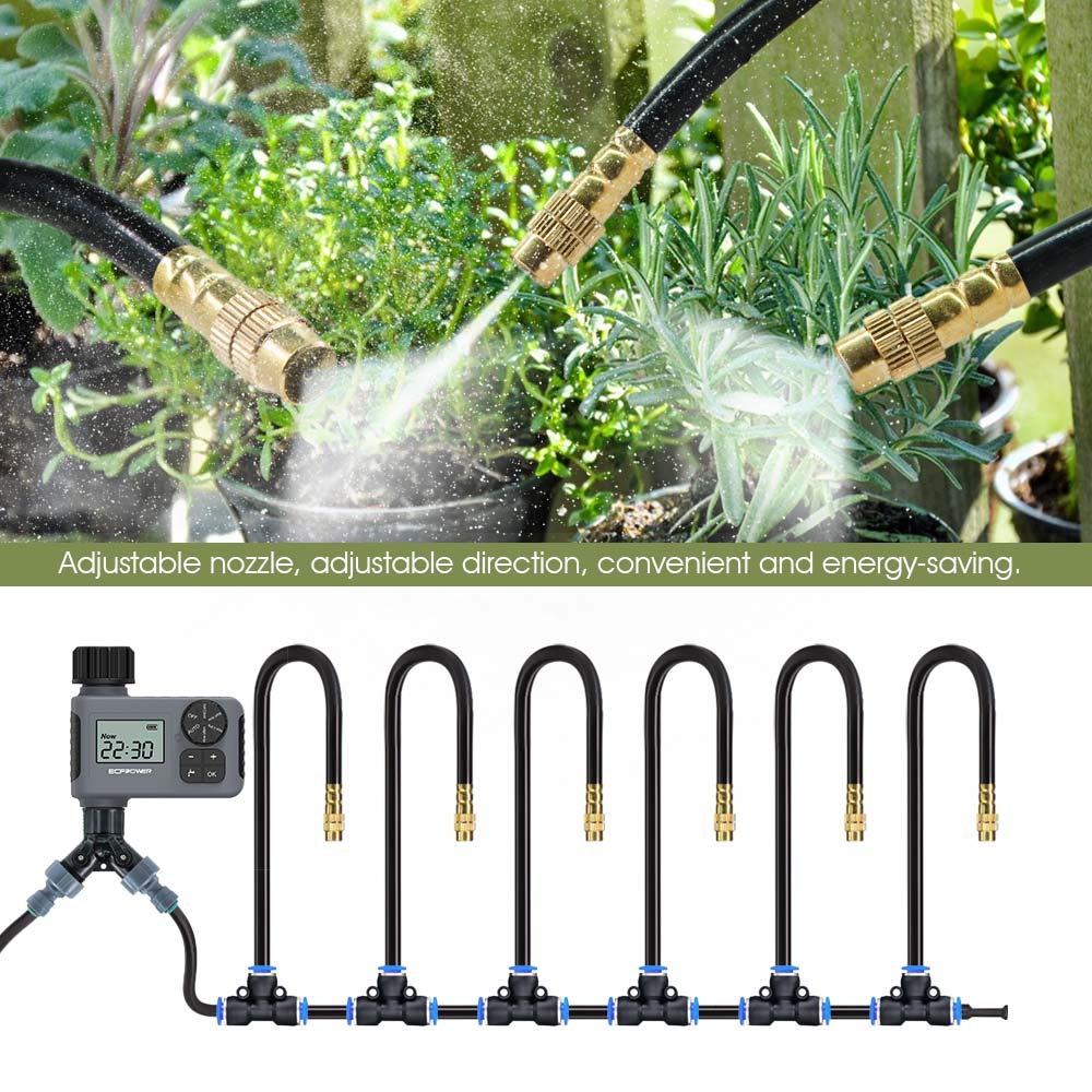 30-5m Small Medium Size Gardening Smart LCD Watering Timer Atomization Spray Kit Mist Cooling System Flexible Adjustable Nozzle