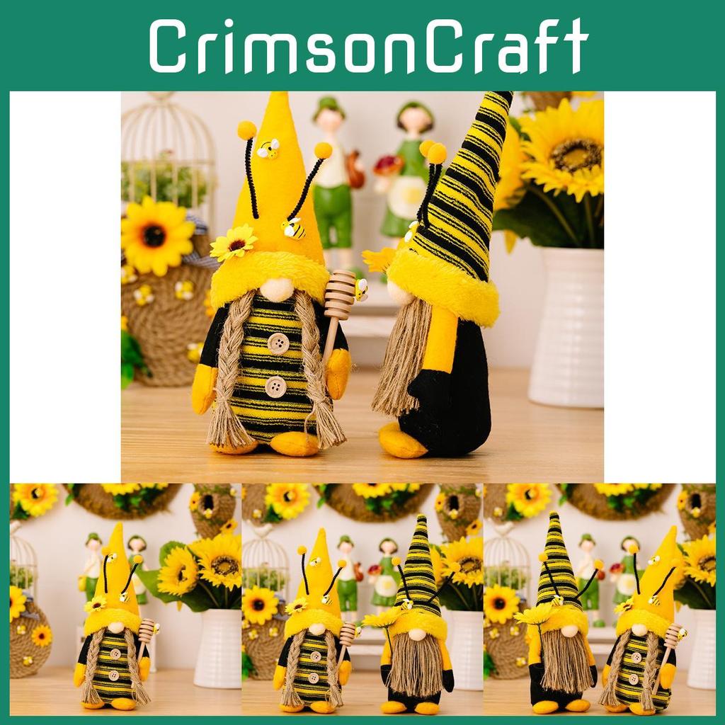Urocza dziergana Gnome Pszczoła Festiwalowa z antenkami do dekoracji domu
