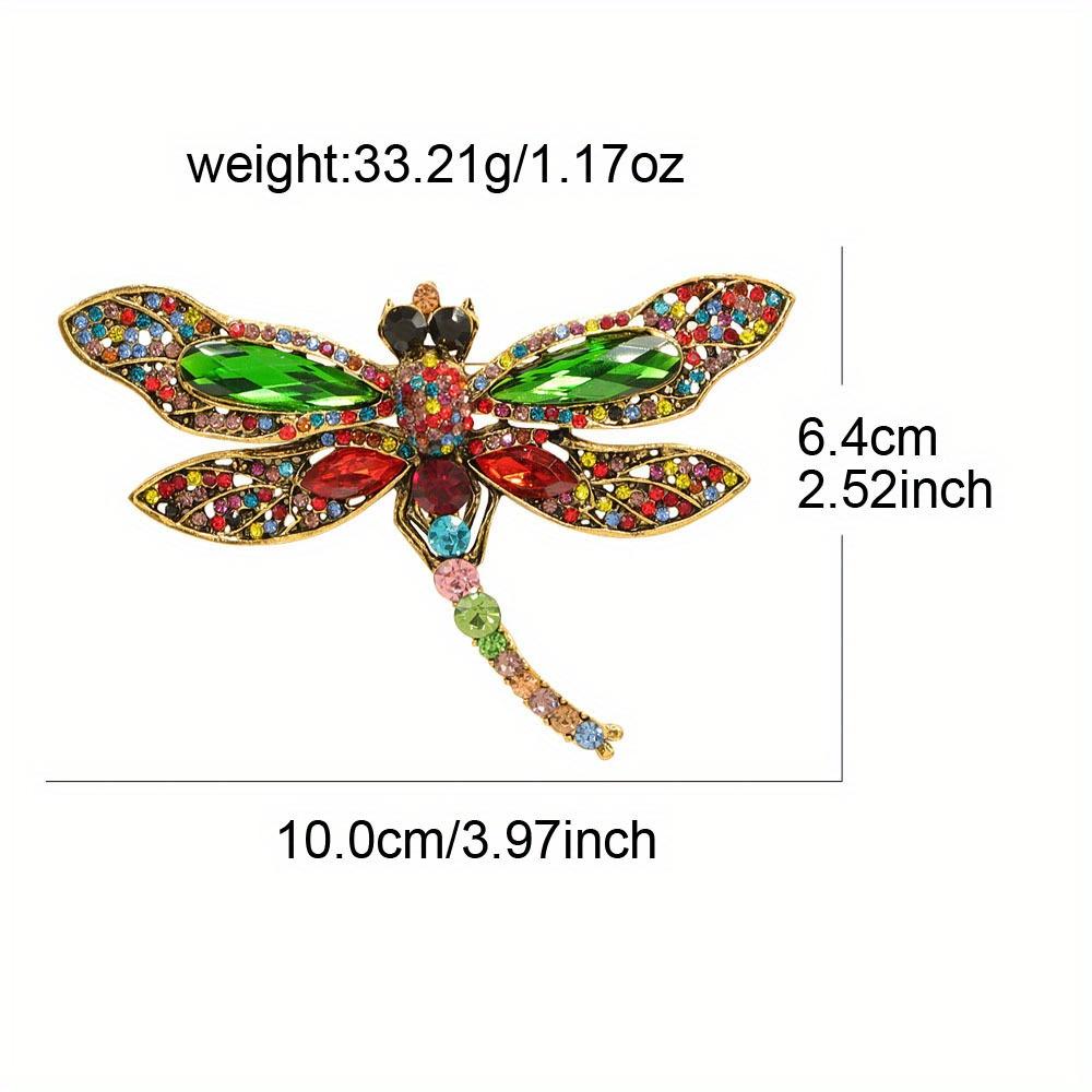 Exaggerated Big Size Crystal Dragonfly Brooch For Women Exquisite Luxury Badges Pin