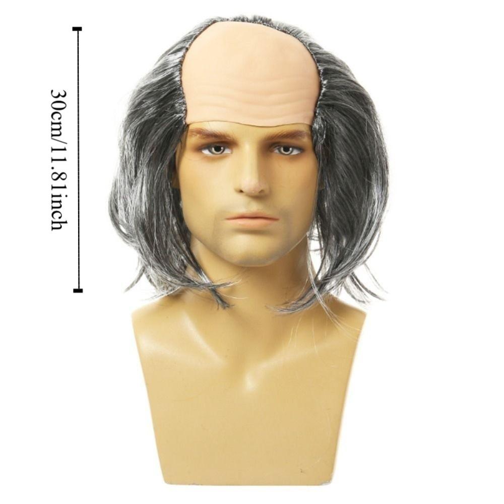 Props Funny Bald Wig Curly Halloween Balding Wig April Fool's Day Old Man Bald Wig  Masquerade Show