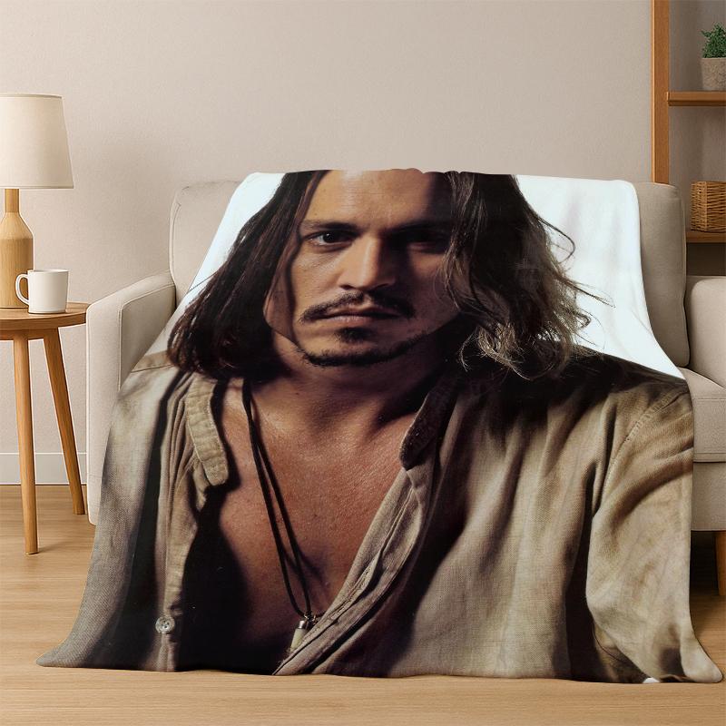 Bellissimo Johnny Depp Star Coperta di Flanella Morbida Calda Coperta Plaid per Camera da Letto Soggiorno Letto Viaggio Picnic Regalo bambino