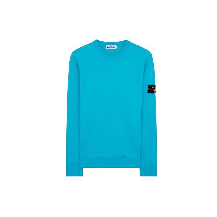 Stone Island Garment Dyed Crew Sweatshirt With Compass Patch Men Sweatshirts Turquoise 741563051-V0042