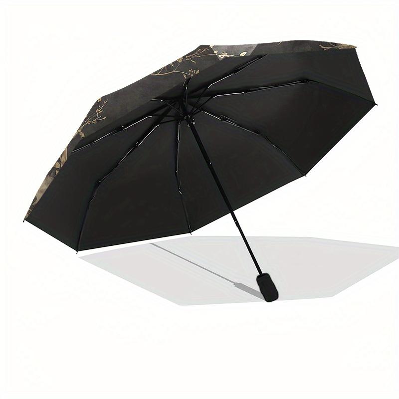 Enchanted Garden Moonlit Night Wall MuralUmbrella, Portable 3-Fold Compact Umbrella for Men & Women Gift