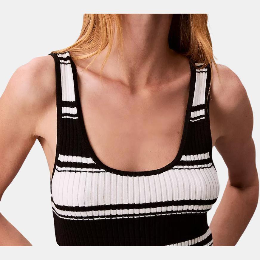 Calvin Klein Fitted Striped Comfortable Midi Sleeveless Dress Women dresses 47C328G-YAS