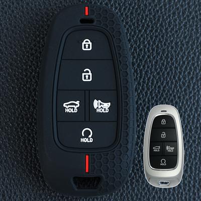 For Hyundai Santa Fe Tucson Palisade Sonata 2019-2025 Remote Silicone Car Key Fob Chain Ring Shell Holder Cover Case 5 Button