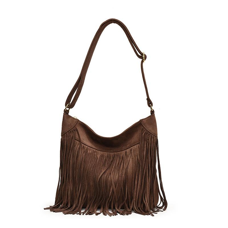 Personalized Design Sense Niche Retro Fringed Bag Women's Autumn Imitation Suede Messenger Bag Versatile Shoulder Bag