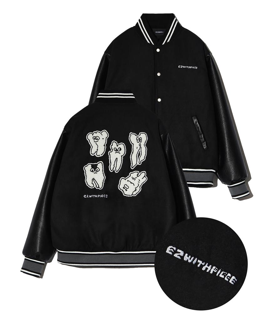 Peace Maker Teeth Varsity Wool Jacket (Black)