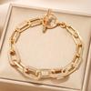 Vintage Simple Hollow Out Zircon Oval Chain Metal Bracelet Set for Woman  Accessories Personalization Punk Charm Jewelry