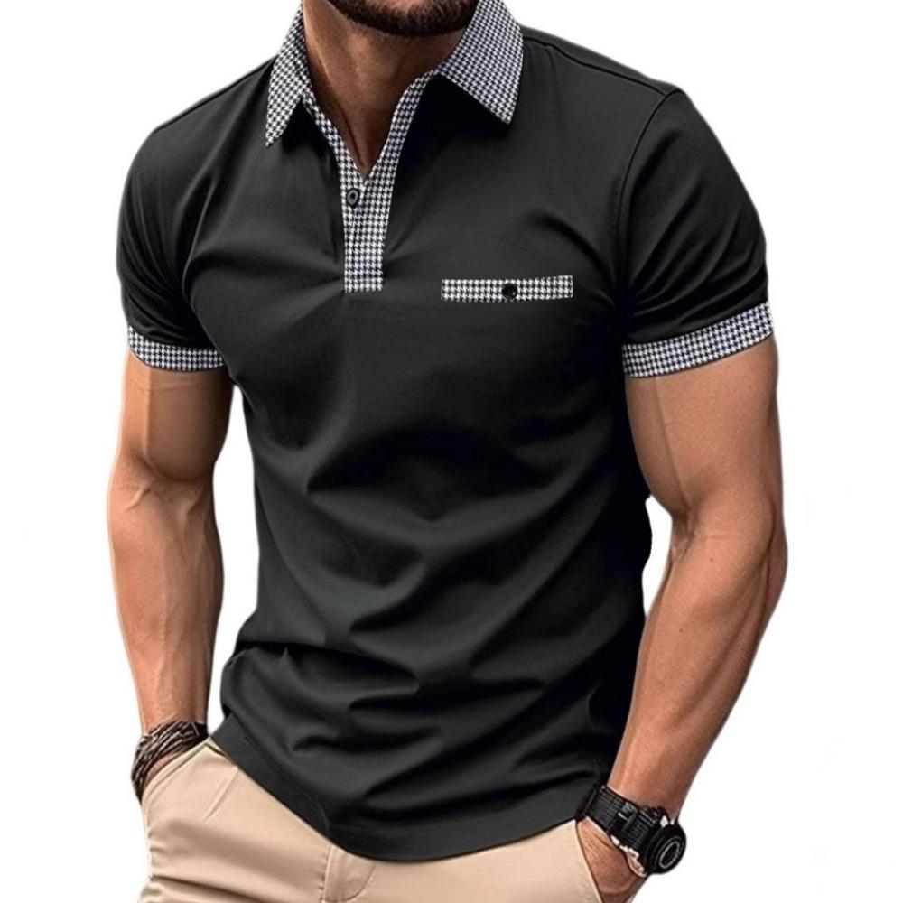 

Мужские рубашки с коротким рукавом Лоскутная рубашка Летние повседневные рубашки с отложным воротником Рубашки в пляжном стиле для отпуска XXXL чёрный