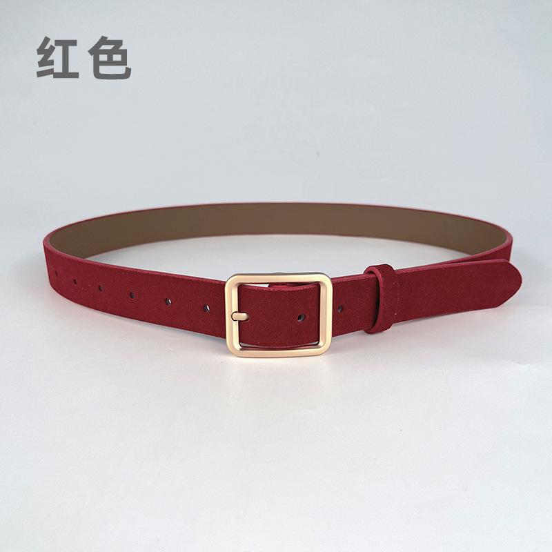 Frosted Suede Leather, Genuine Leather Women'S Belt, Cowhide Retro Simple With Casual Pants, Jeans Belt 2.3