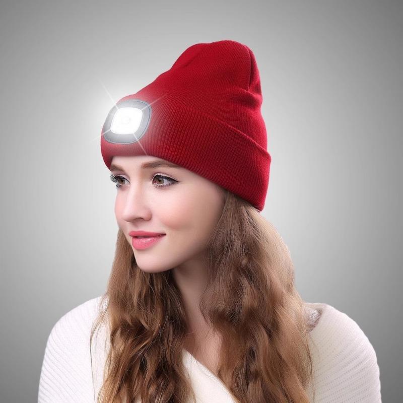 Led Light Knit Beanie Warm Winter Hat For Men Women Outdoor Running