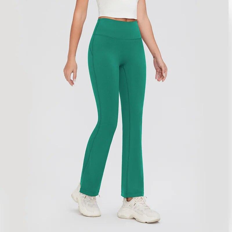 

2024 Женские расклешенные брюки для йоги с широкими штанинами, быстросохнущие спортивные эластичные леггинсы для фитнеса с высокой талией и подъемом бедер, повседневная спортивная одежда 30693 XXXL бирюзовый зеленый