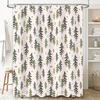 Botanical Shower Curtain Forest Trees Pattern Nature Greenery Backdrop Washable Bathroom Decor Vintage Rustic Home Textile