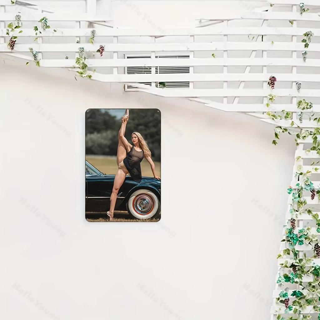 Vintage Ballet Dancers Classic Car Metal Wall Art Durable Waterproof Decor for Home Garden Bedroom Bar Bathroom Party Decor