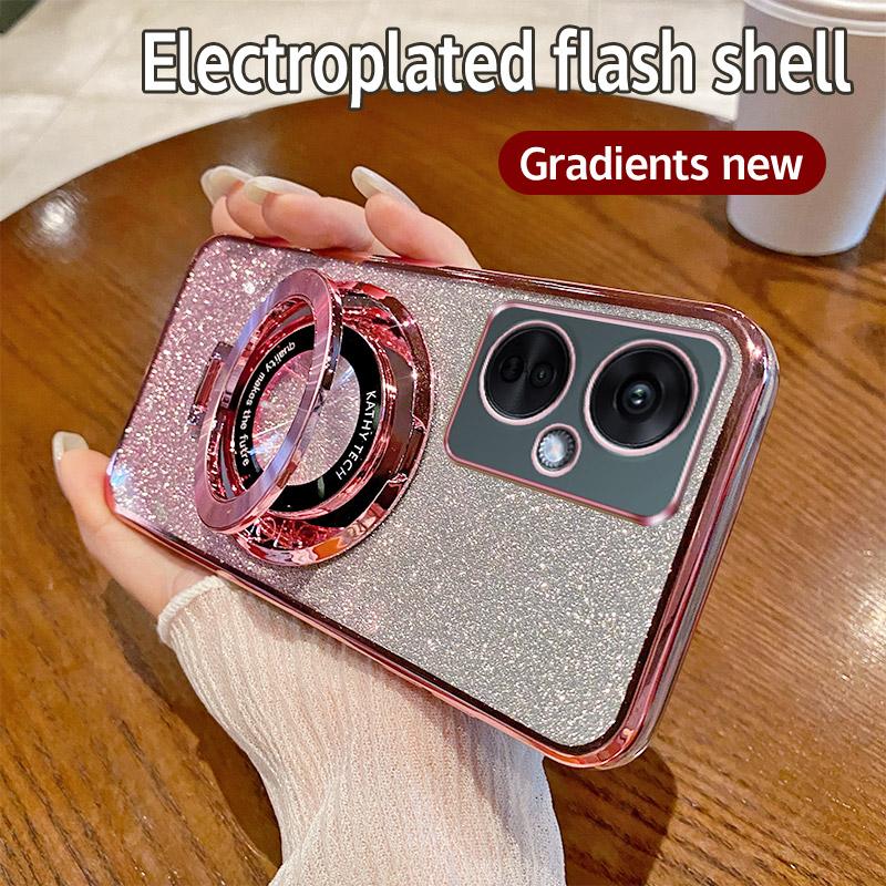 Gradient Glitter CD Ring Stand Phone Case For OnePlus 12 8T 9R 10 11 Pro 11R Nord 3 CE 2 3 Lite  ACE 2V 3V N20 N30 5G Soft Cover