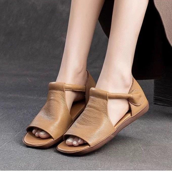 Retro Hong Kong style design sandals New summer casual flat heel bag heel open toe non-slip sandals
