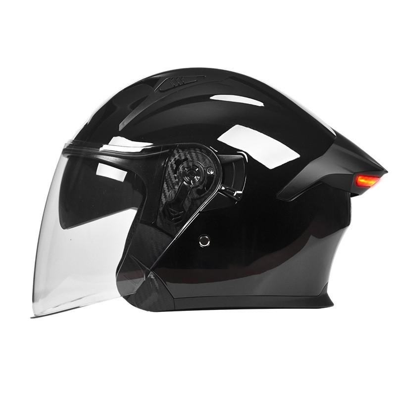 Smart LED Tail Light Motorcycle Helmet 3/4 Open Face ABS Full Protection Universal Fit Men Women
