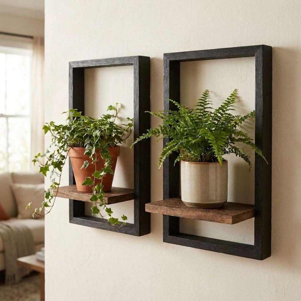 Wooden Wall Plant Shelf Strong Load-bearing Indoor Plant Stand Plant Display Rack Bedroom