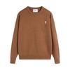 AMI 2025 Classic Couple Round Neck Same Color Flat Embroidered Love Woolen Sweater