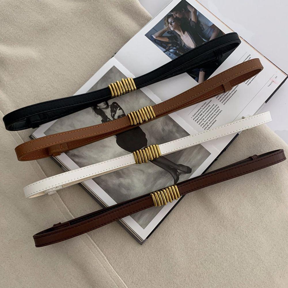 Metal buckle Zinc Zinc Alloy All-match Skirt decorations PU leather belt Thin waistband Circle Waist Strap