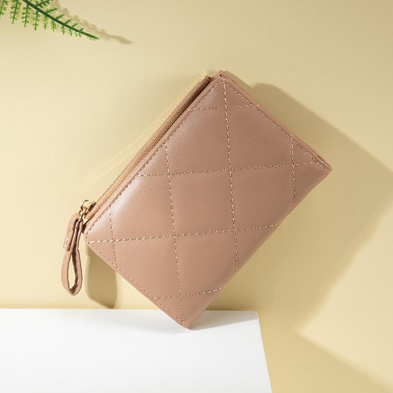 Women's Multifunctional Large Capacity Wallet - Solid Color, Small Diamond Design, Multi-Color Card Holder & Coin Purse for Autumn/Winter