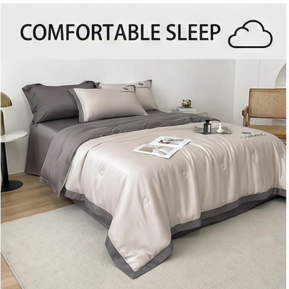 Summer Air Conditioning Quilt with Cool Feeling Ice Silk Summer Set - Machine Washable