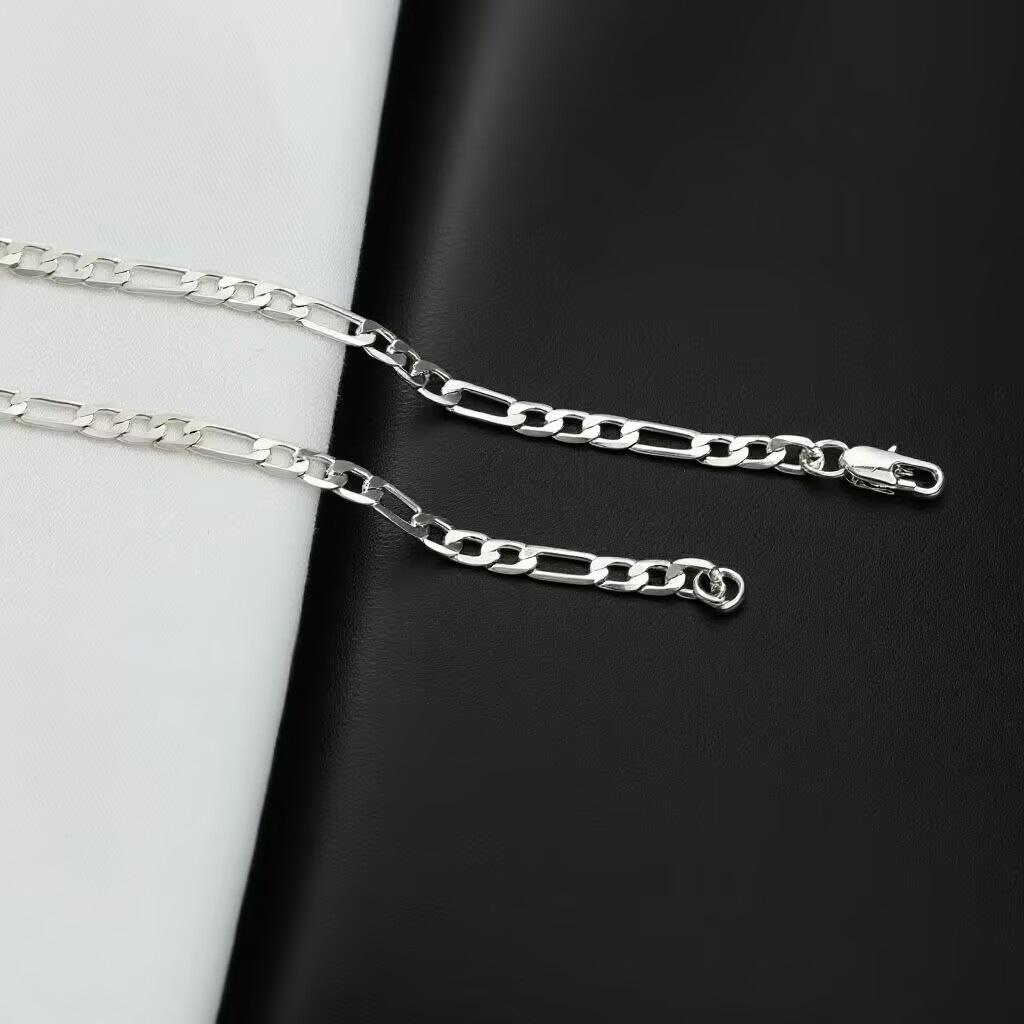Men's Stainless Steel Cuban Chain Necklace - Titanium Trend, Versatile 3-in-1 Figaro Chain