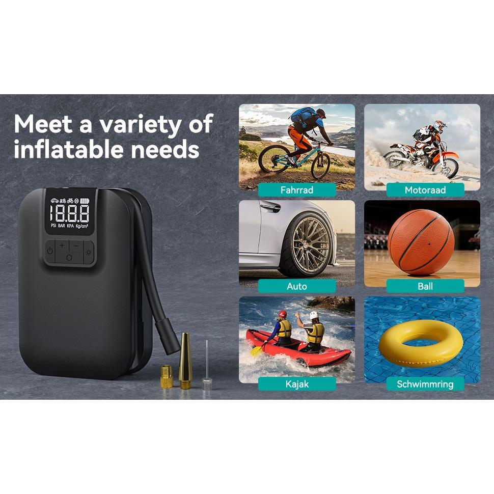 Electric Air Pump, Digital Battery Compressor, 5000 MAh, 4 Modes, 150 PSI Mini Tire Inflator, Portable Pump with LED Light for Car Motorcycle Bicycles