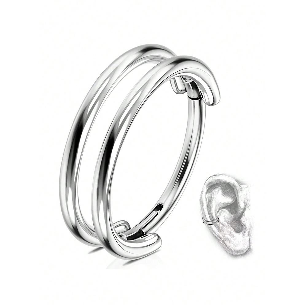 1pcs Double-Hoop Cartilage Earring Diamond Earrings 16G Stainless Steel Hypoallergenic Nose Rings Helix Conch Piercing Jewelry