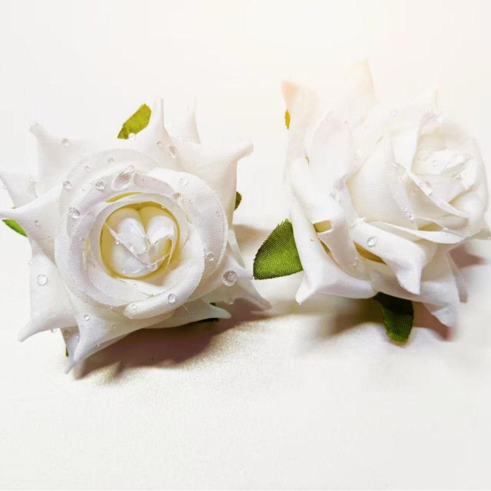 10pcs Pastel Colors Dew Drops Artificial Rose Elegant Flower Arrangement Bridal Hair Accessories