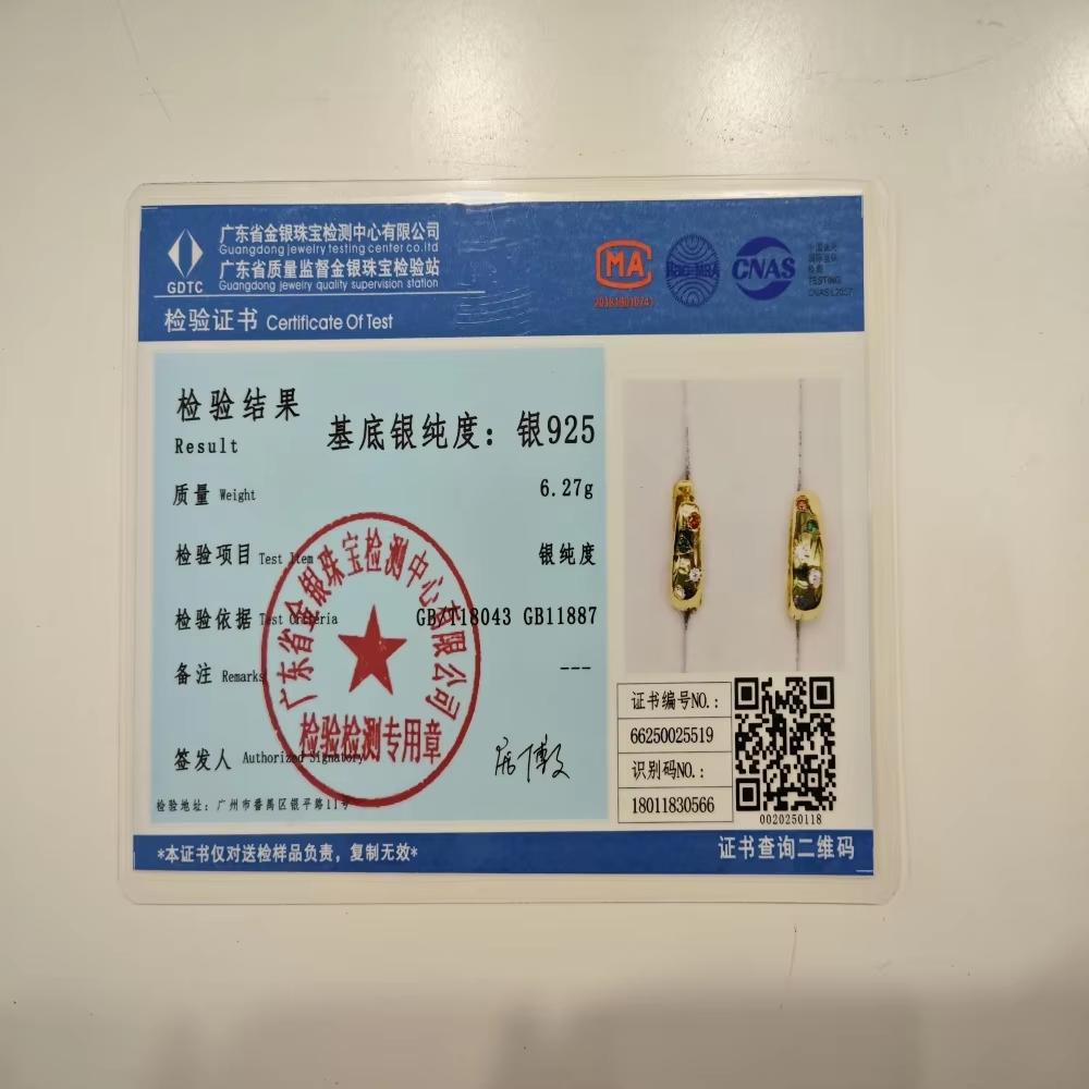 Vintage Non Tarnish 925 Silver Earring for Women Multicolor Zircon Gold Plated Vintage Style Jewelry Accessory