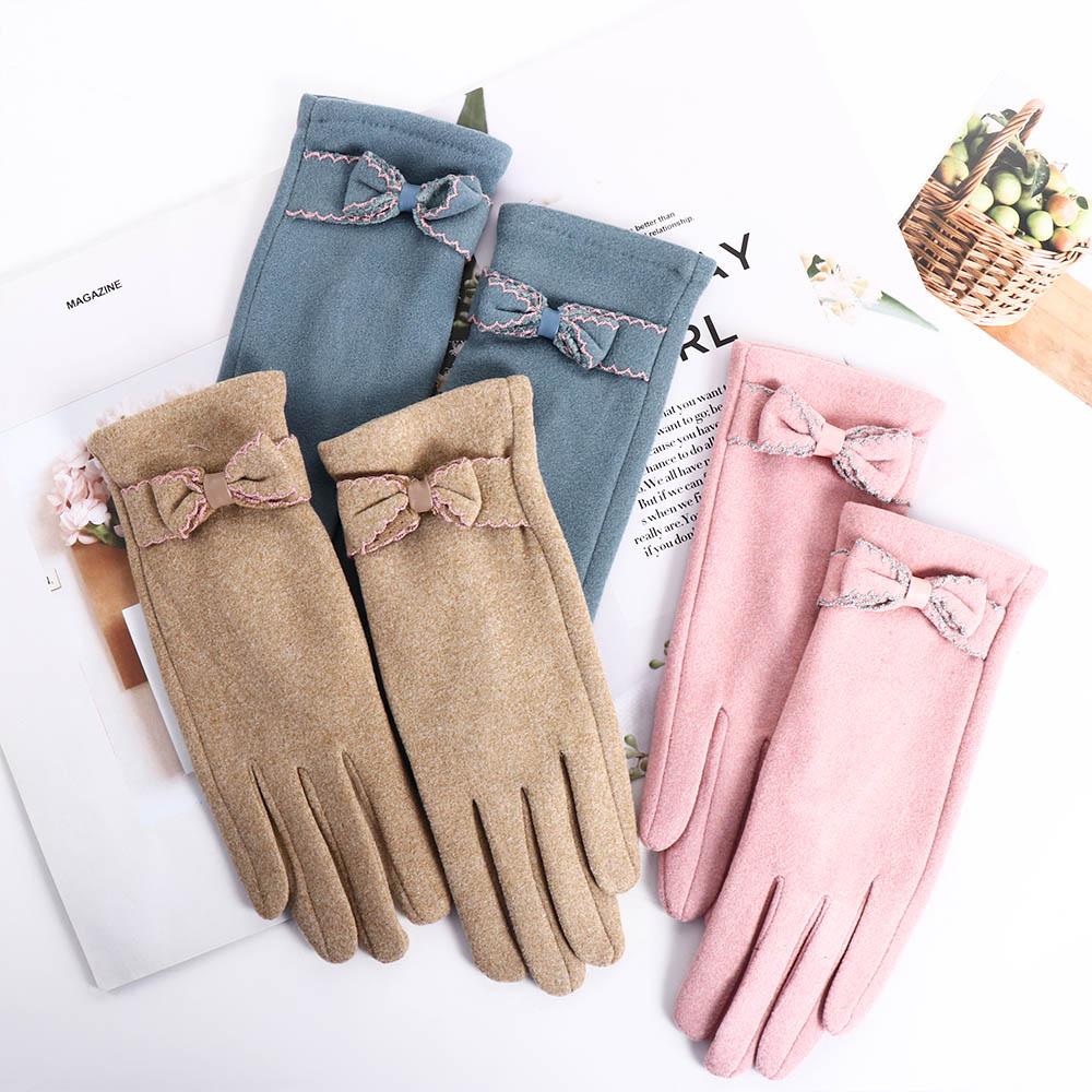 Cold Protection Solid Color German Fleece Korean Style Mittens  Gloves Women's Gloves