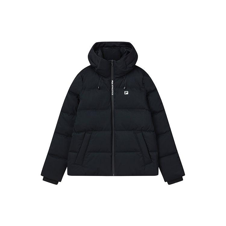 Fila Athletics Solid Color Sports Warm Hooded Down Jacket Winter Women outerwear Deep-Black A11W141902FBK S
