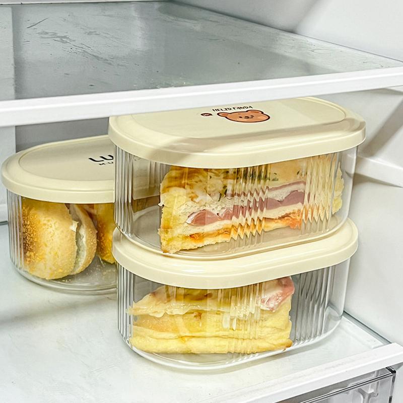 Bread Toast Storage Box Transparent Food Container Box With Lid Refrigerator Plastic Large Capacity Fresh Keeping Box