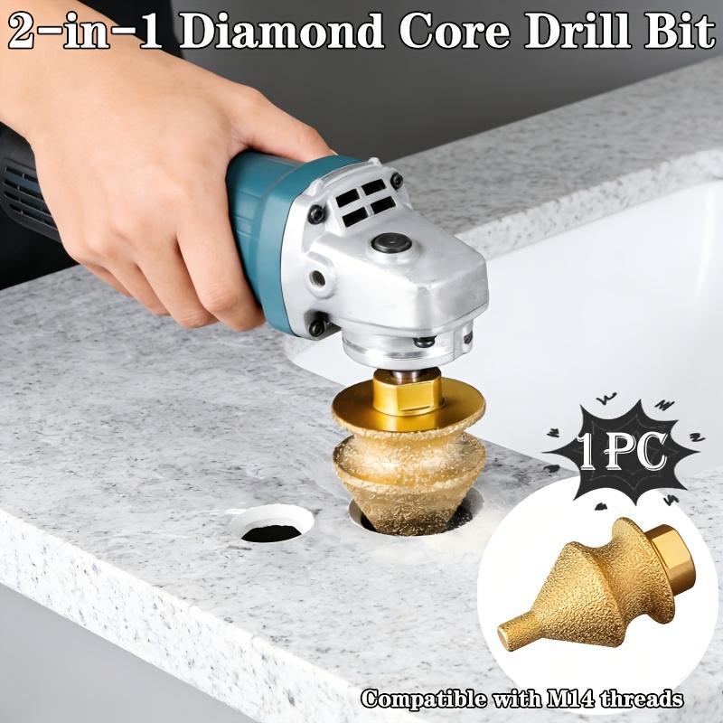 2-in-1 Diamond Core Drill Bit Suitable for Tiles, Marble, Quartz, Glass & Bathtub Chamfering/Polishing Tool - M14 Threaded Industrial Drill Bit