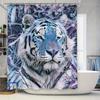 White Tiger Print Shower Curtain Waterproof Bathroom Decor Home Decoration for Kids Room Blue Purple White Grey Colorful Artisti