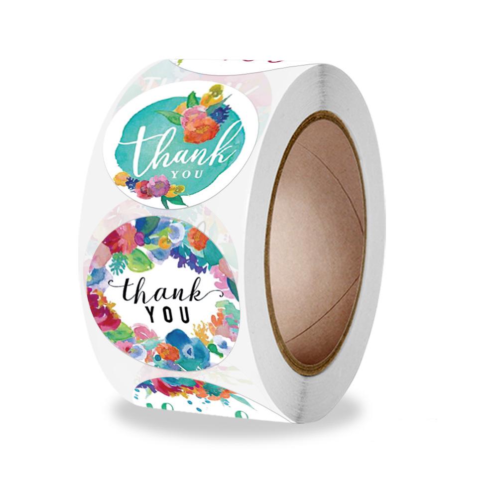 100-500pcs Flowers Round Thank You Stickers for Supporting Small Business Seal Labels for Thank You Cards,Wedding Party