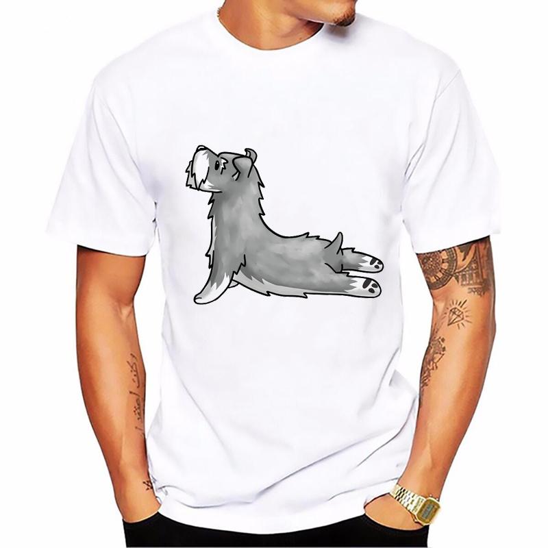 Vintage Schnauzer Animal Print Tshirt Homme Summer White Short Sleeve TShirt Funny T Shirts Dog Lover Gift Tee Summer Tops