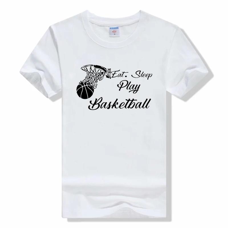 Funny Eat Sleep Basketball Repeat T Shirts Graphic Cotton Streetwear Short Sleeve Birthday Gifts Summer T-shirt Round neck tee