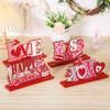 Classical Wood LOVE KISS Figurines Desk Ornaments for Valentine's Day Decoration Couple Gift Indoor Party Decoration