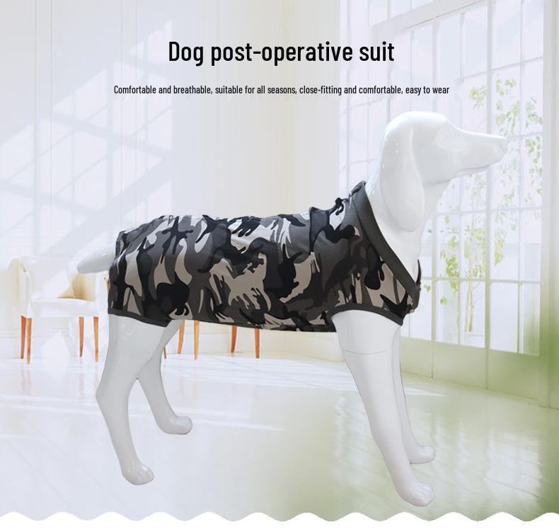 Unisex Pet Recovery Suit: Anti-Lick, Breathable Four-Legged Outfit for Post-Surgery, Weaning, and Hair Loss Protection.