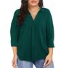 New Chiffon Blouse, Plus Size Loose V-Neck 3/4 Sleeve Casual Top for Women, European & American Style